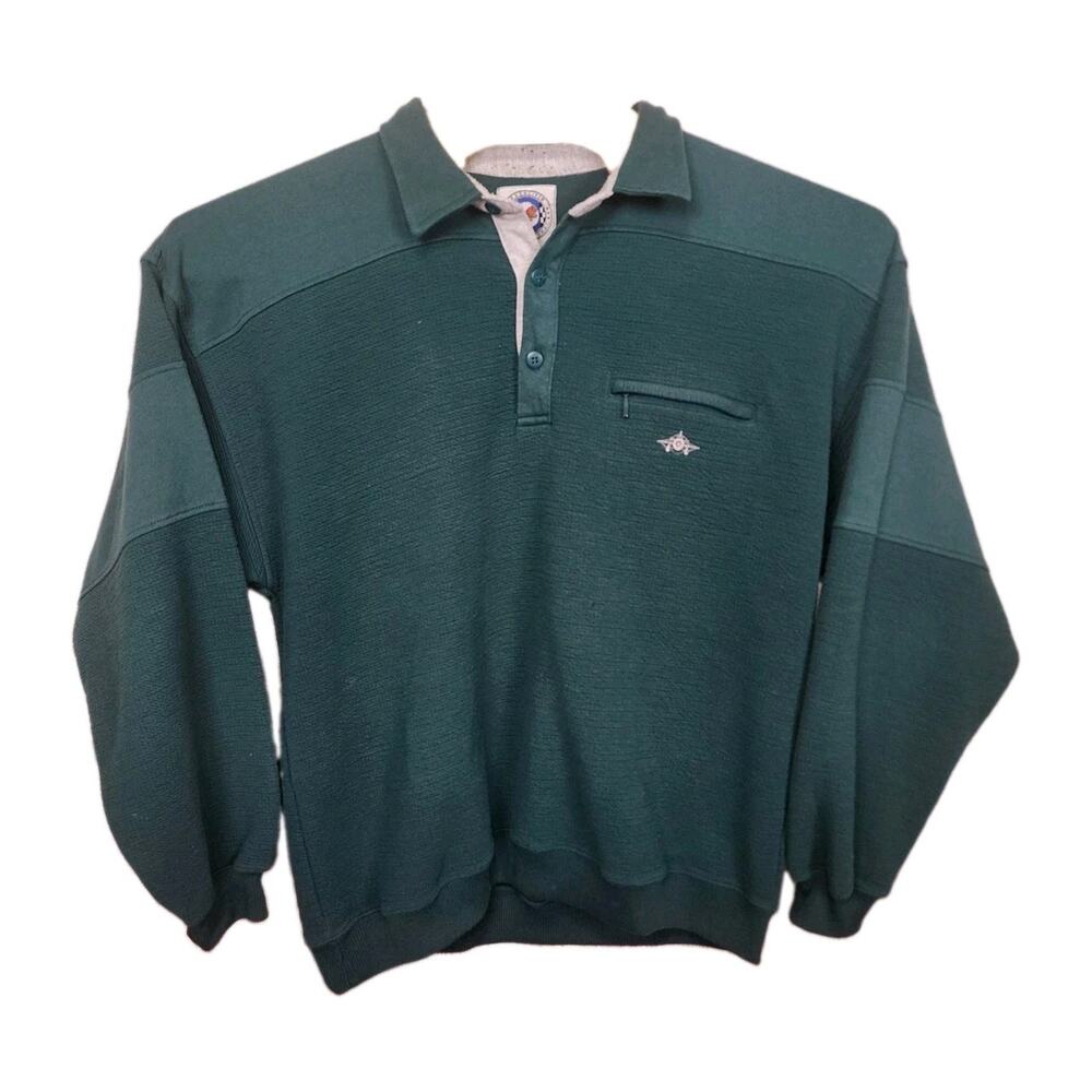 Vintage Men's Greenline International Sweatshirt Henley button collar XL